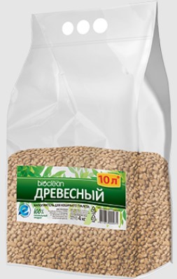 Наполнитель древесный BioClean для лотков, 10 л (4 кг)