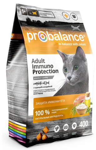 Корм сухой ProBalance Adult Immuno Protection (для взрослых кошек), 400 г, курица и индейка
