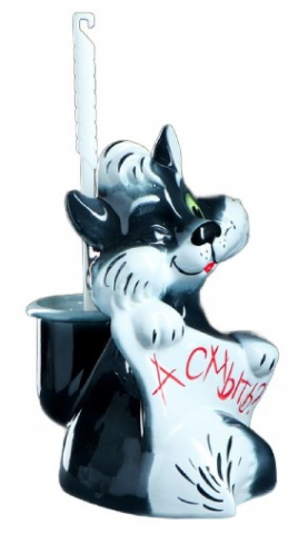 Подставка под ёрш фарфоровая «Кот-Хулиган», 23*20*32 см, с ёршиком, ассорти