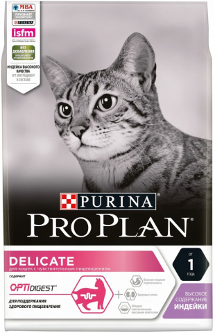 Корм сухой Purina Pro Plan Delicate Optidigest (для кошек с чувствительным пищеварением), 1,5 кг, «Индейка» Корм сухой Purina Pro Plan Delicate Optidigest (для кошек с чувствительным пищеварением), 1,5 кг, «Индейка»