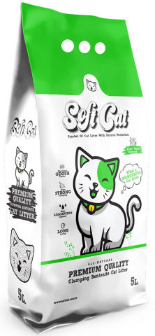 Наполнитель бентонитовый комкующийся для лотков Soft Cat, 5 л, с ароматом алоэ вера