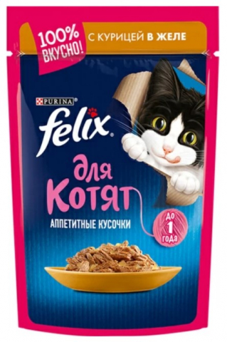 Корм влажный Purina Felix (для котят), 75 г, курица Корм влажный Purina Felix (для котят), 75 г, курица