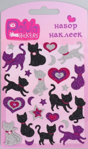 Наклейки блестящие «Кошки и сердечки», 9,5*15,5 см
