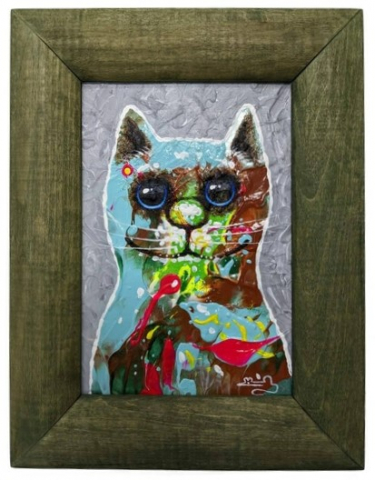 Картина «Бирюзовый кот 1» (Кульша П.), 25*15 см, холст, акрил