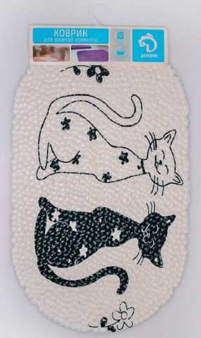 Коврик для ванны силиконовый на присосках «Доляна», 39*65 см, «Кошечки» Коврик для ванны силиконовый на присосках «Доляна», 39*65 см, «Кошечки»