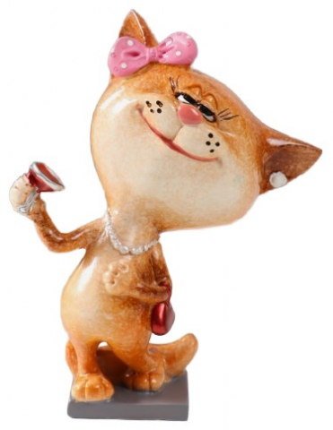 Сувенир полистоун Sima-Land 8,3×6,2×13,8 см, «Кошечка с бокалом»