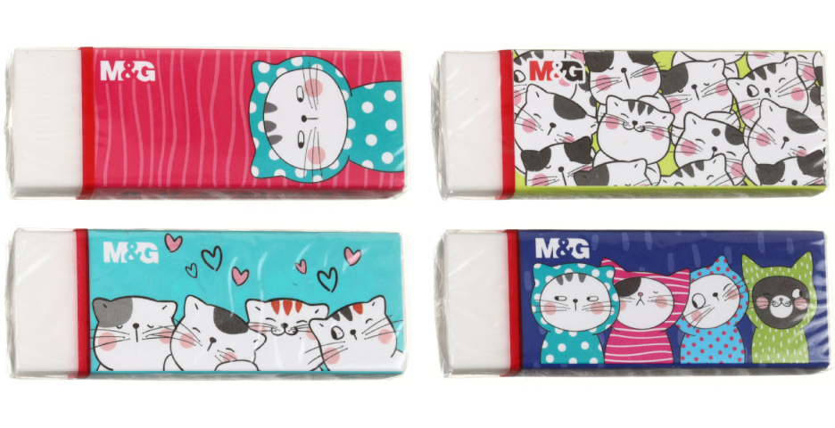 Ластик M&G So Many Cats 52×23×12 мм, белый, упаковка - ассорти