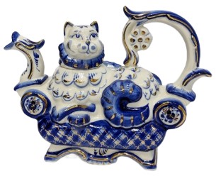 Чайник «Кошка» (керамика), 16,3*20,5 см, гжель Чайник «Кошка» (керамика), 16,3*20,5 см, гжель