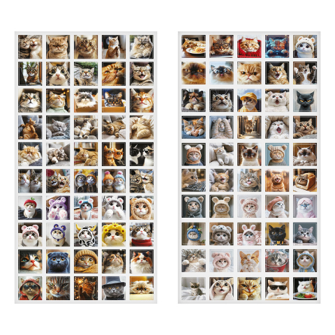 Набор наклеек ПВХ Meshu 5×5 см, 100 шт., Cats, ассорти
