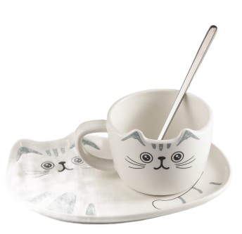Чайная пара Sima-Land, объем кружки 200 мл, «Котик» (с ложкой)