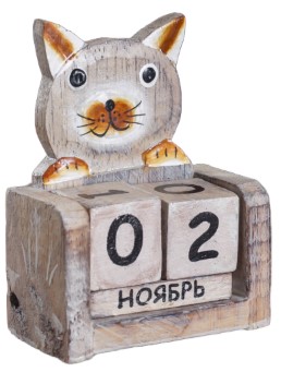 Календарь деревянный настольный, 7*4*10 см, «Кошка»