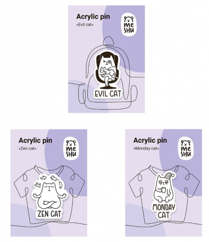 Значок акриловый Meshu, Such Different Cats, ассорти Значок акриловый Meshu, Such Different Cats, ассорти