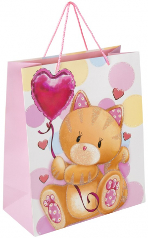 Пакет подарочный «Золотая сказка», 26,5*12,7*33 см, глиттер, Lovely Kitty