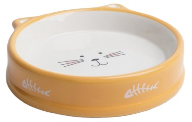 Миска керамическая «Голова кота», 200 мл, 15*3,5 см, бело-оранжевая