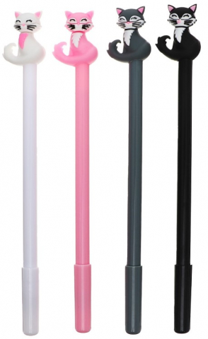 Ручка-прикол гелевая Calligrata «Кошечка», корпус ассорти, стержень синий