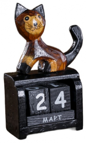 Благотворительный деревянный настольный календарь «Вечный», 4*7*12 см, «Котик» Благотворительный деревянный настольный календарь «Вечный», 4*7*12 см, «Котик»