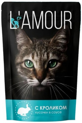 Корм влажный L'Amour (для взрослых кошек), 75 г, кролик в соусе