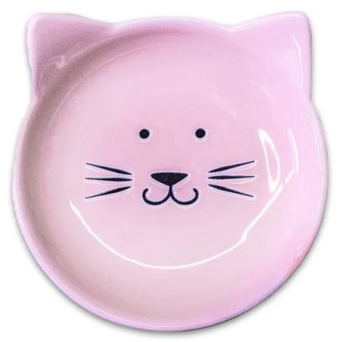 Миска керамическая для кошек Mr.Kranch «Мордочка кошки» 80 мл, розовая