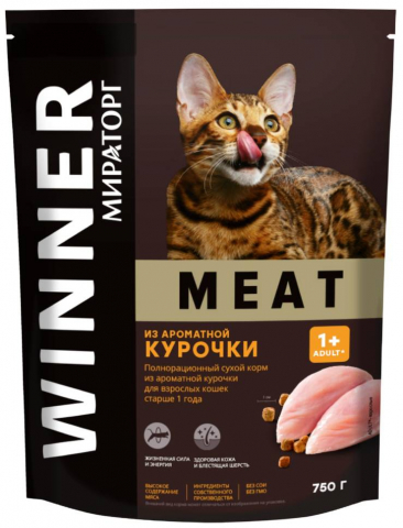 Корм сухой «Мираторг» Meat (для взрослых кошек старше 1 года), 750 г, курочка