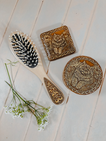 Подарочный набор для женщин из бересты «Кошка», 3 предмета