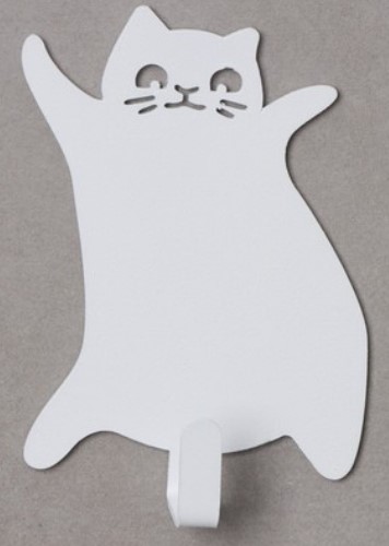 Крючок настенный металлический самоклеящийся «Кот», 70*95*15 мм, белый