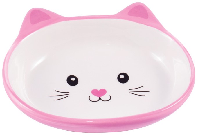 Миска керамическая для кошек Mr.Kranch «Мордочка кошки» 160 мл, розовая
