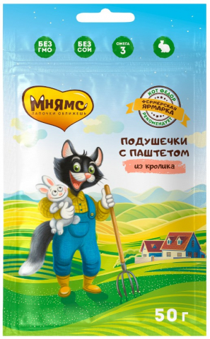 Хрустящие подушечки «Кот Федор. Фермерская Ярмарка» (лакомство для кошек), 50 г, с паштетом из кролика Хрустящие подушечки «Кот Федор. Фермерская Ярмарка» (лакомство для кошек), 50 г, с паштетом из кролика