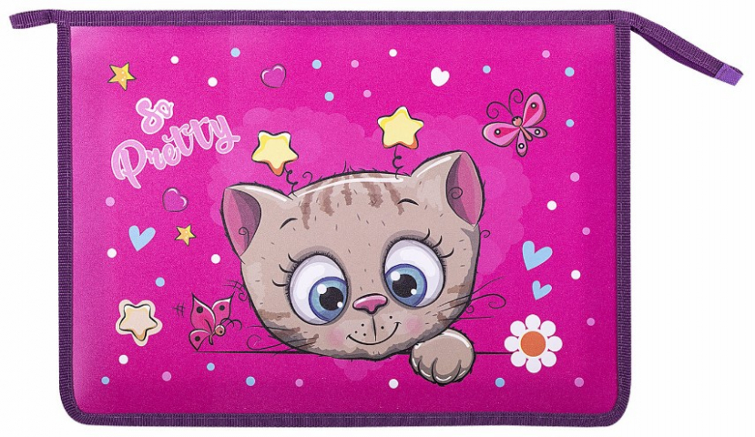Папка для тетрадей на молнии с ручками «Юнландия» А4 33×23×5,5 см, Pretty Kitty