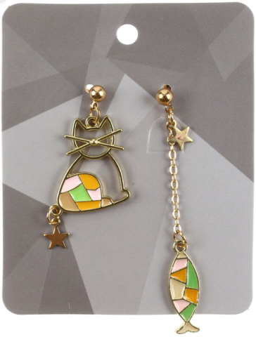 Серьги «Ночь», «Кот и рыбка»