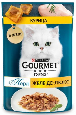 Корм влажный Gourmet (для взрослых кошек), 75 г, курица в желе