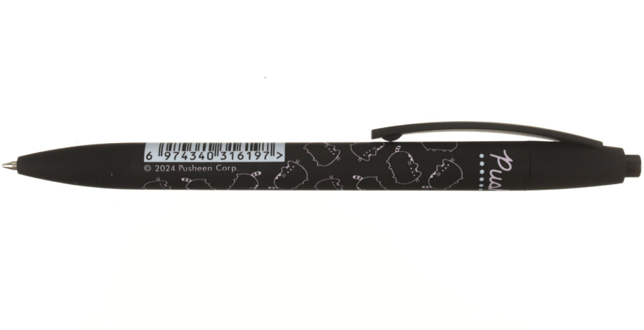 Ручка шариковая автоматическая одноразовая Pusheen корпус черный, стержень синий