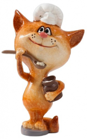 Сувенир полистоун Sima-Land 8,2×7×14,3 см, «Котик-повар с кашей в горшочке»