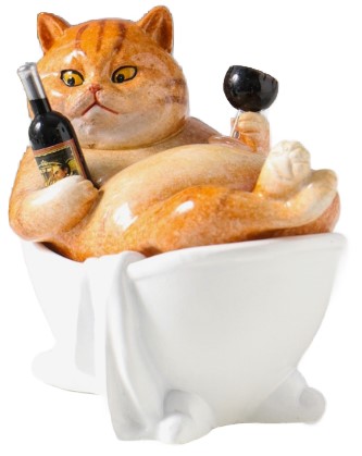 Сувенир полистоун Sima-Land 11,5×7,7×10,5 см, «Пухлый кот лежит в ванне с бокалом»