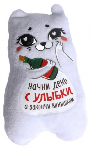 Игрушка-магнит мягкая Sima-Land 10 см, «Начни день с улыбки, а закончи винишком»