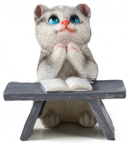 Сувенир полистоун Sima-Land 9×8,5×9,5 см, «Котик с книгой за партой», серый