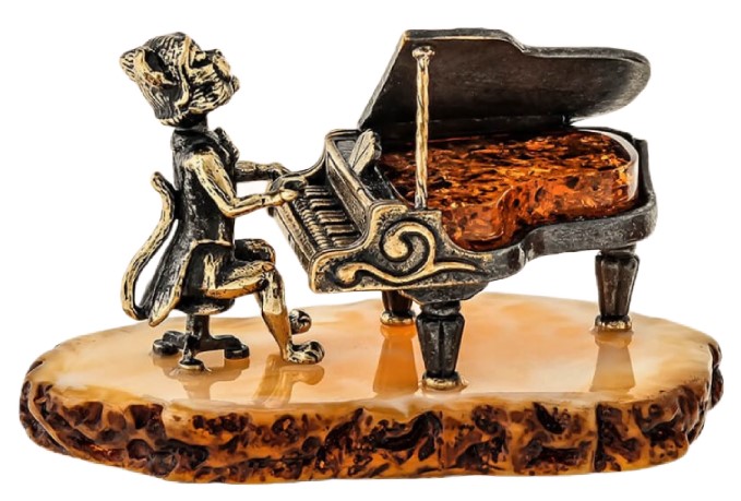 Фигурка сувенирная «Кот» BronzaMania «Кот за роялем» (с янтарем) Фигурка сувенирная «Кот» BronzaMania «Кот за роялем» (с янтарем)